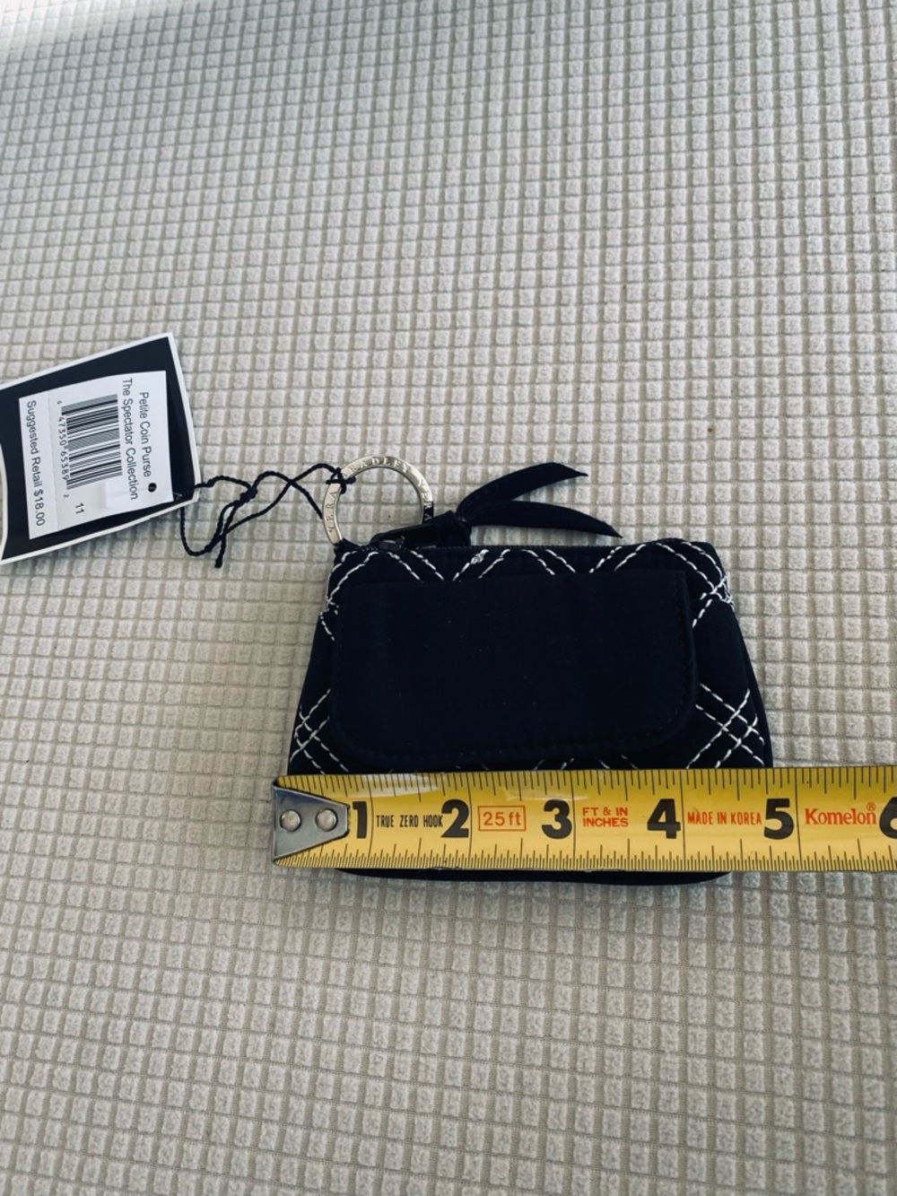 Vera Bradley Black Coin Purse with White Stitching - Picture 5 of 7